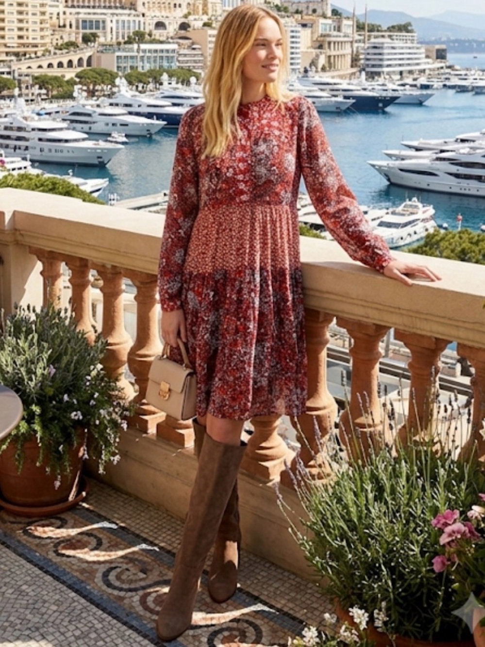 👒Maeve by Anthropologie Esther tiered patchwork tunic dress RED size XS GUC